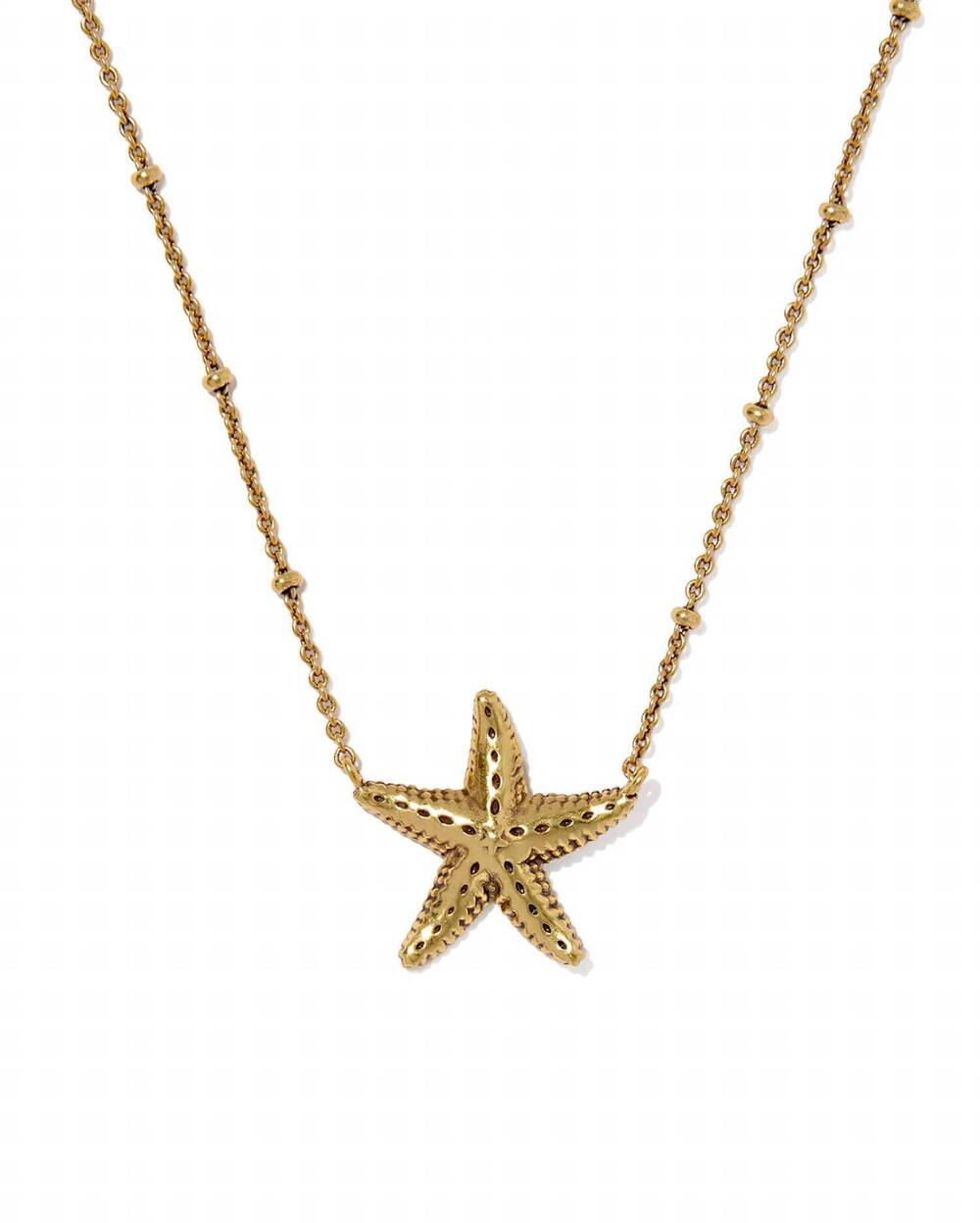 NEW KENDRA SCOTT women's parker starfish metal short pendant necklace in gold